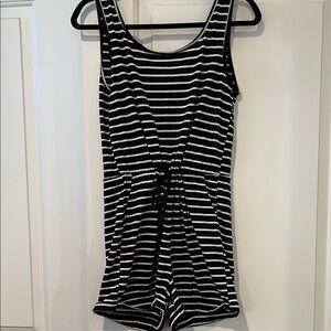 Black and White Striped Kids One Piece